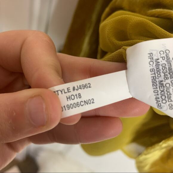 J. Crew Gold Crushed Velvet Faux Side Wrap Blouse Size 0 - Picture 9 of 11